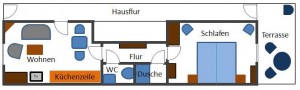 Grundriss EG / Ferienwohnung "Tines Ferienwohnung" in Husum