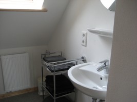 Das Badezimmer ist klein, die Dusche ist leider nicht für "Hünen" geeignet / Ferienwohnung "Jahreszeiten" in Husum