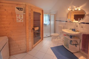            Dusche mit Sauna:
Hier lässt man den Alltag hinter 
            sich und kann die
       "Seele baumeln lassen" / Ferienhaus "Marschblick" in Hattstedtermarsch