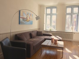 lichtdurchflutetes Wohnzimmer mit Kabel-TV / Ferienhaus "Stadthuus 51" in Husum