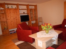 Gemütliches Wohnzimmer mit TV / Ferienwohnung "Urlaub bei Familie Boockhoff" in Drelsdorf