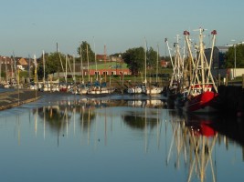 Krabbenkutter im Husumer Hafen / Ferienwohnung "Urlaub-schön und apart" in Husum