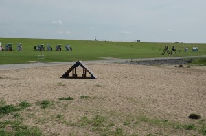 Badestelle mit Hundestrand (im Hintergrund) / Ferienhaus "Muschelsucher 2" in Nordstrand-Norderhafen