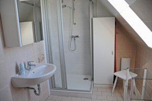 Badezimmer mit Dusche / Ferienwohnung "Damitz" in Hattstedtermarsch
